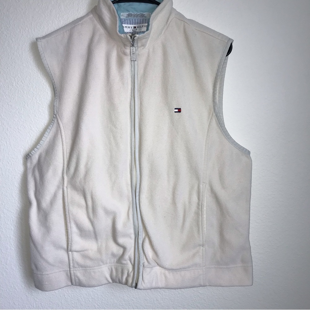 Tommy Hilfiger Golf Full Zip Cream Vest size Large.